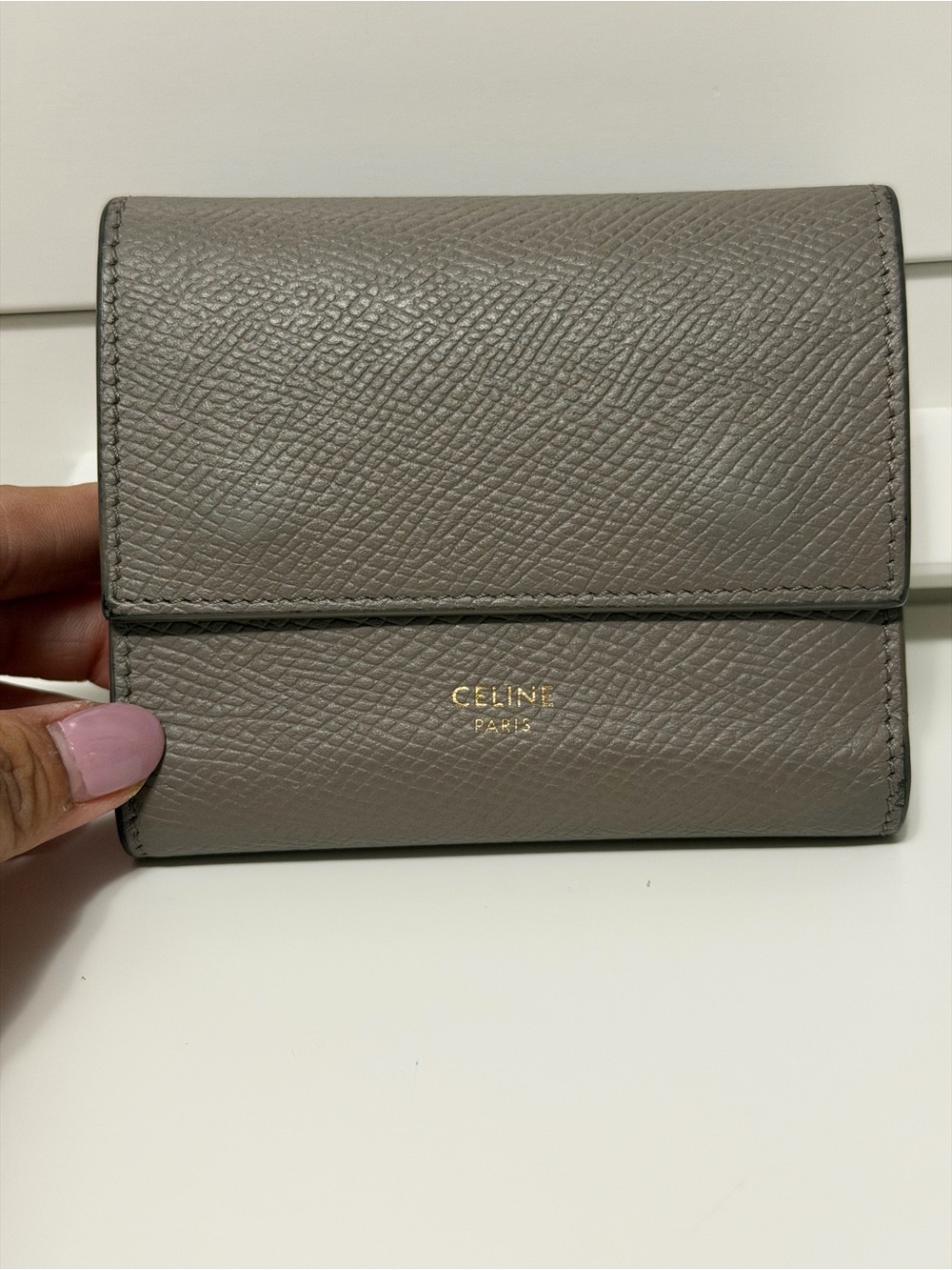 Celine small trifold pebble leather wallet
